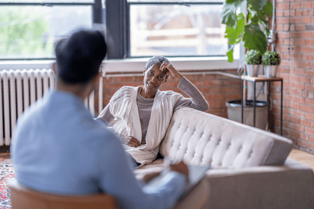 One-on-one therapy session in a calm counseling office